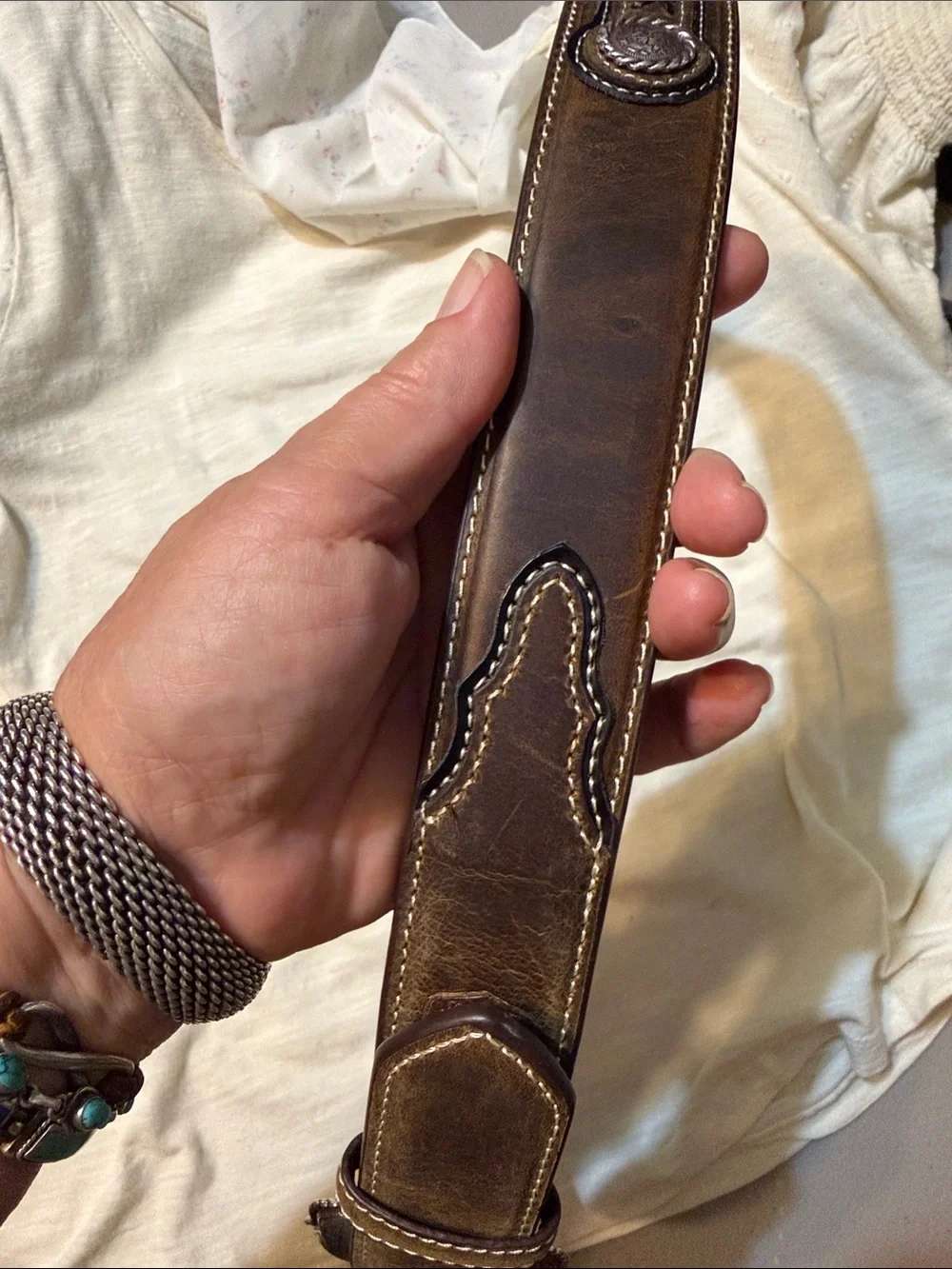 Cavender’s Leather WESTERN belt with conchos - new never worn - 34”